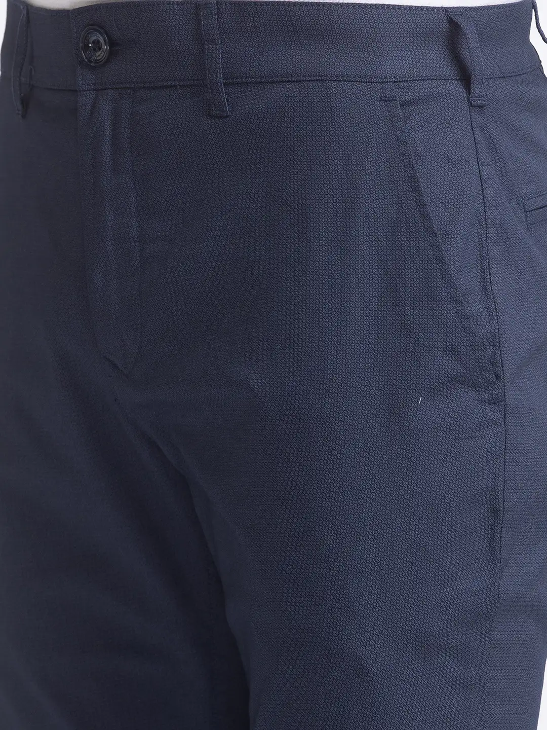 Men Blue Nuvo Fit Print Cotton Blend Trouser - Image 6