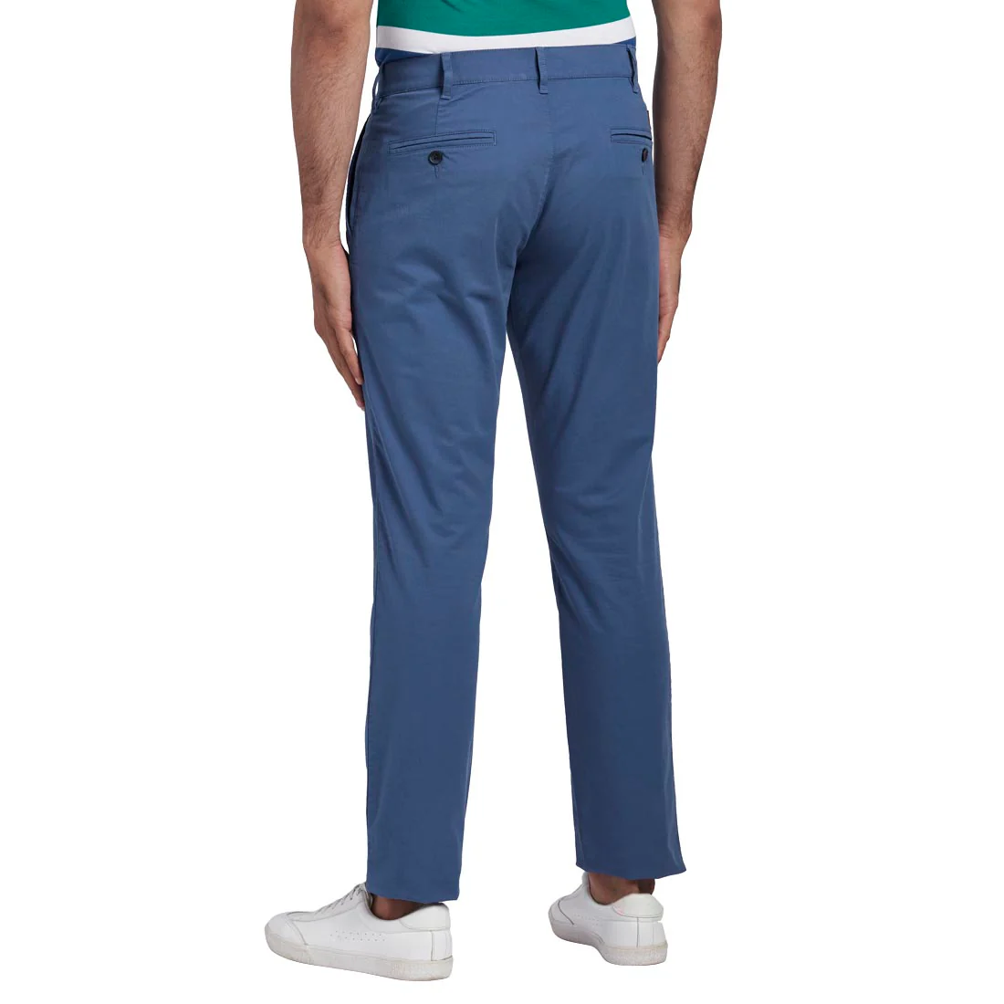 Men Blue Nuvo Fit Solid Cotton Blend Trouser - Image 4