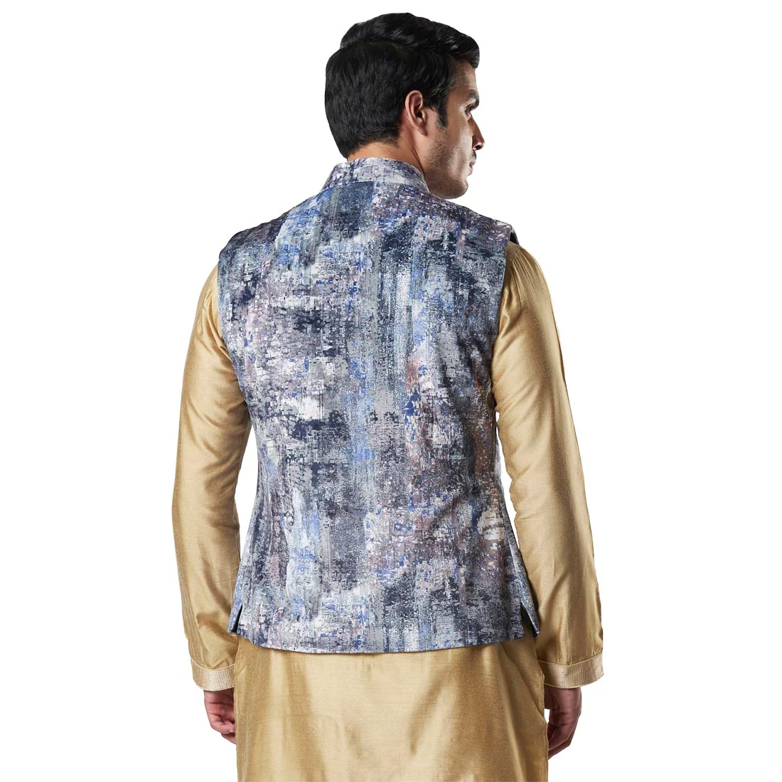 Men Blue Polyester Bundi - Image 4