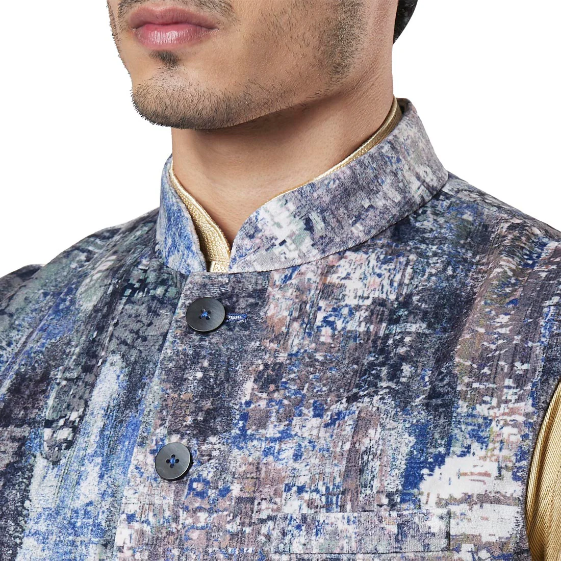 Men Blue Polyester Bundi - Image 5