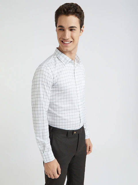 Men Blue Regular Fit Checks Cotton Full Sleeve Ainsley Collar Shirts - Image 2