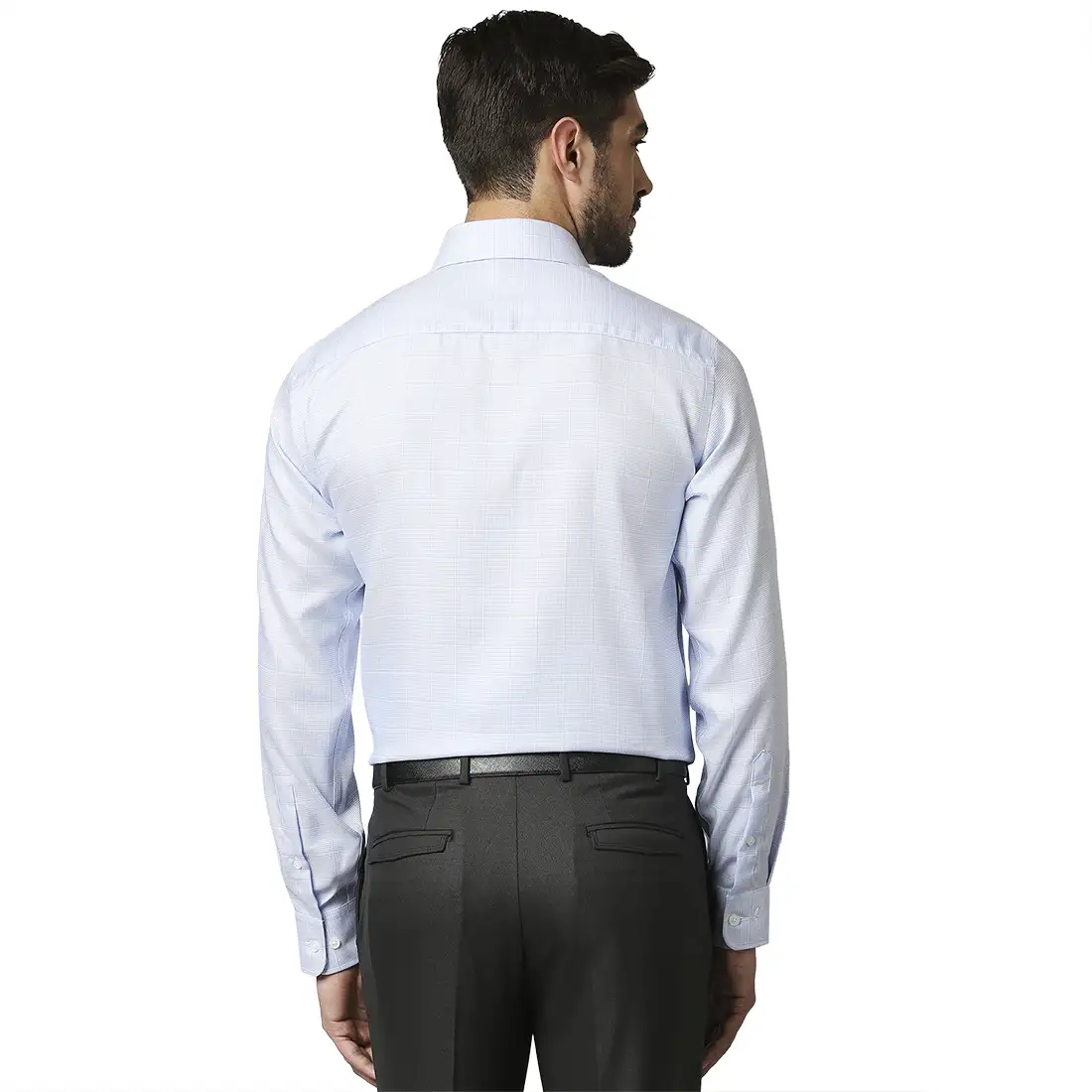 Men Blue Regular Fit Checks Cotton Full Sleeve Ainsley Collar Shirts - Image 4