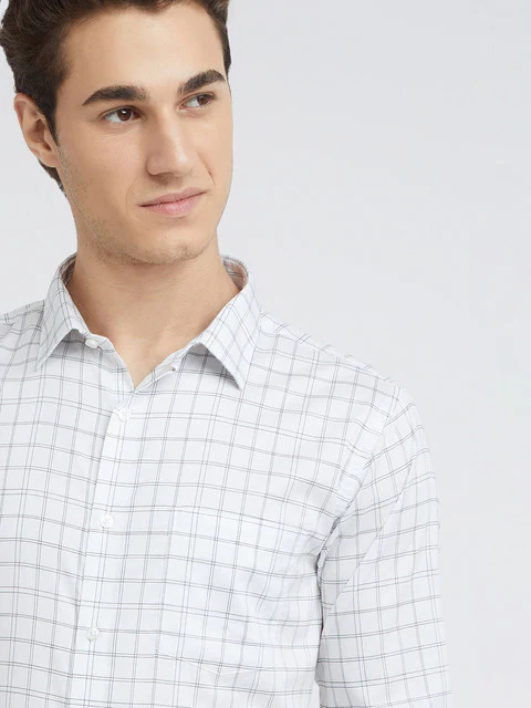 Men Blue Regular Fit Checks Cotton Full Sleeve Ainsley Collar Shirts - Image 6