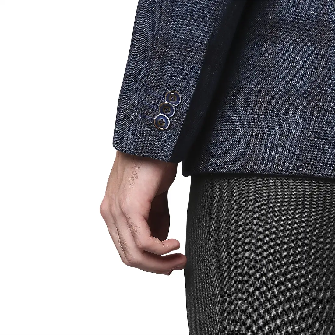Men Blue Regular Fit Checks Wool Blend Jackets - Image 7