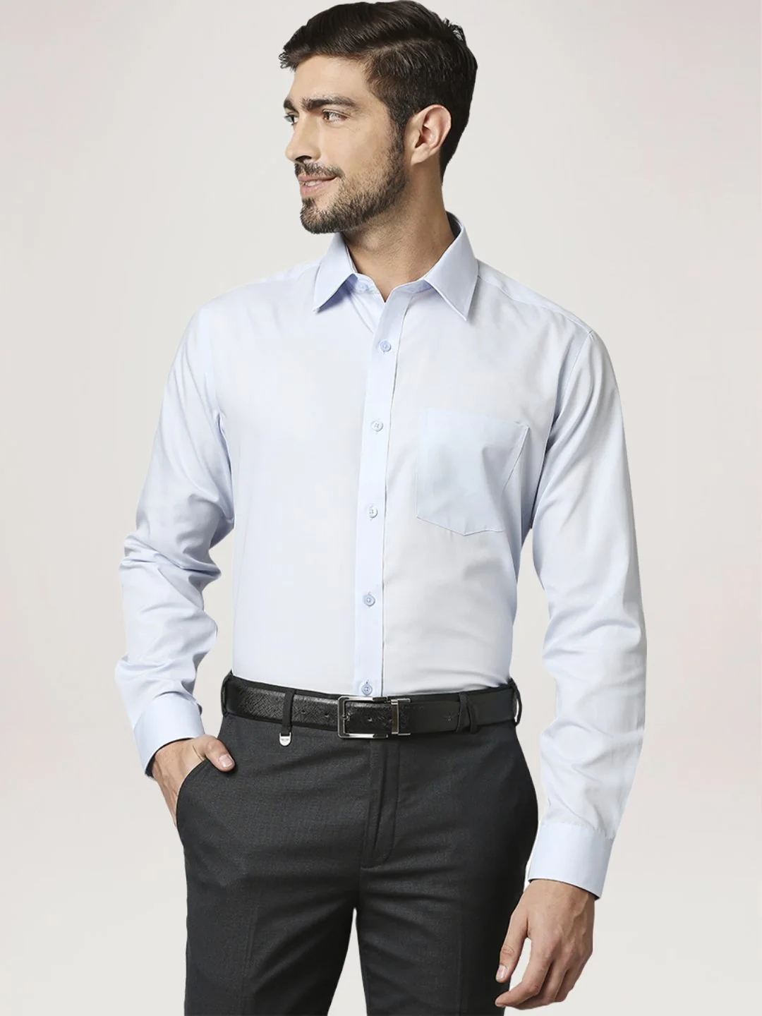 Men Blue Regular Fit Cotton Full Sleeve Ainsley Collar Shirts