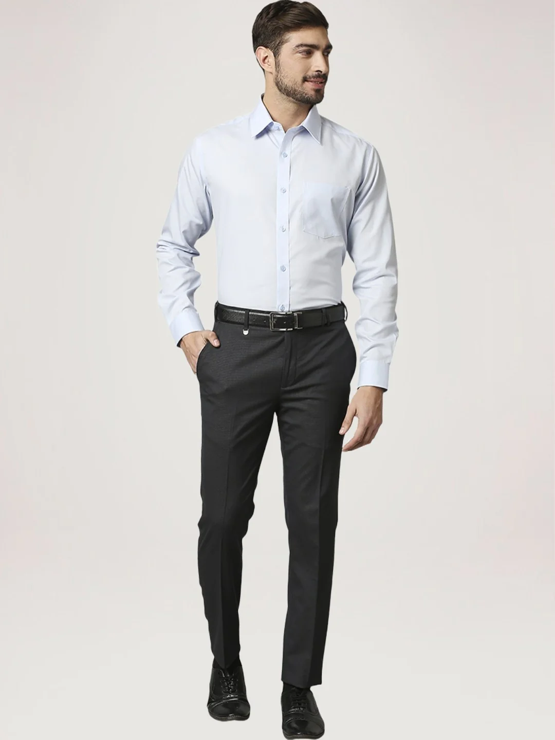 Men Blue Regular Fit Cotton Full Sleeve Ainsley Collar Shirts - Image 3