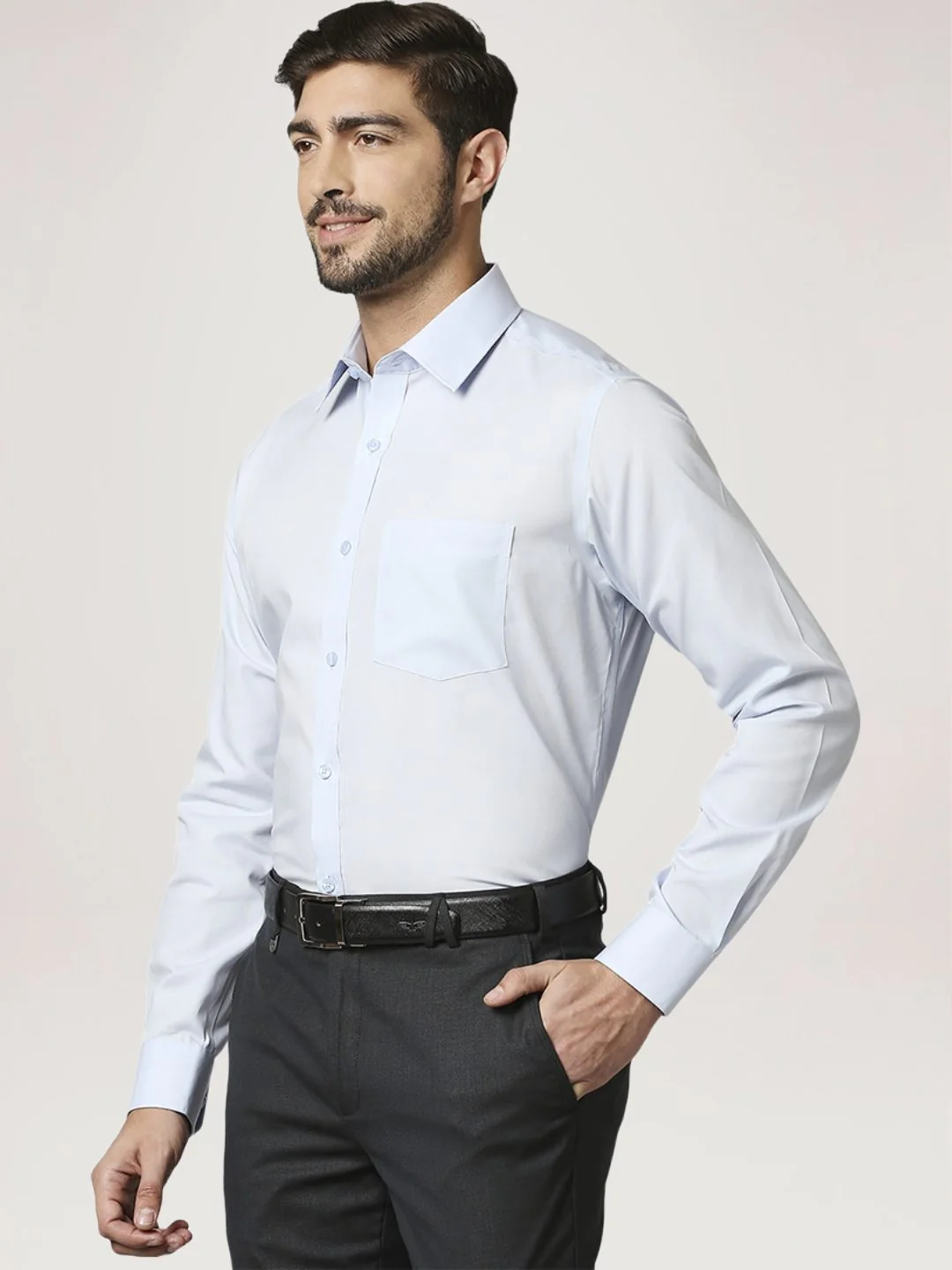 Men Blue Regular Fit Cotton Full Sleeve Ainsley Collar Shirts - Image 6