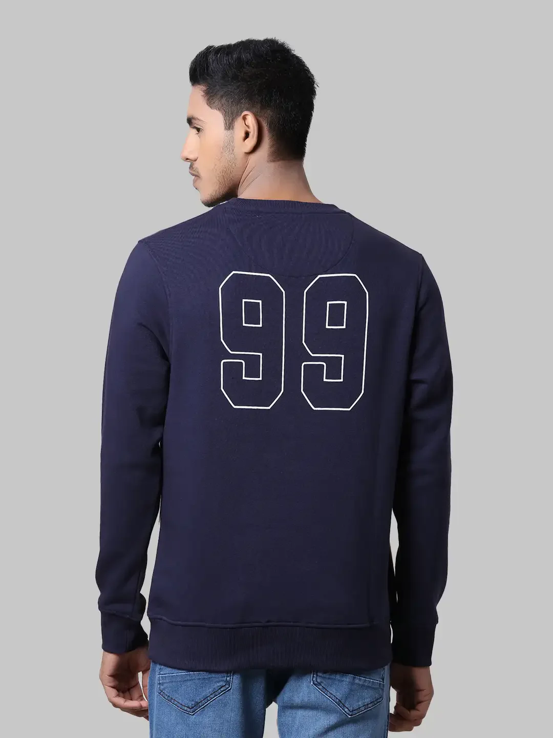 Men Blue Regular Fit Cut & Sew Cotton Polyester Blend Sweatshirts - Image 4