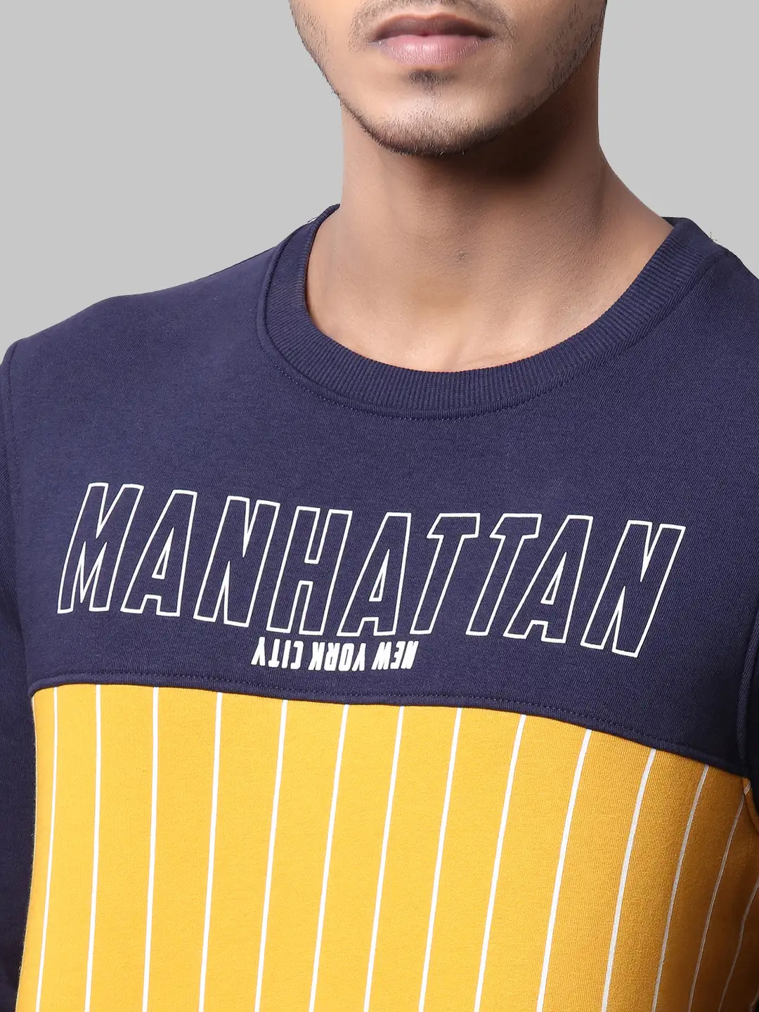 Men Blue Regular Fit Cut & Sew Cotton Polyester Blend Sweatshirts - Image 6