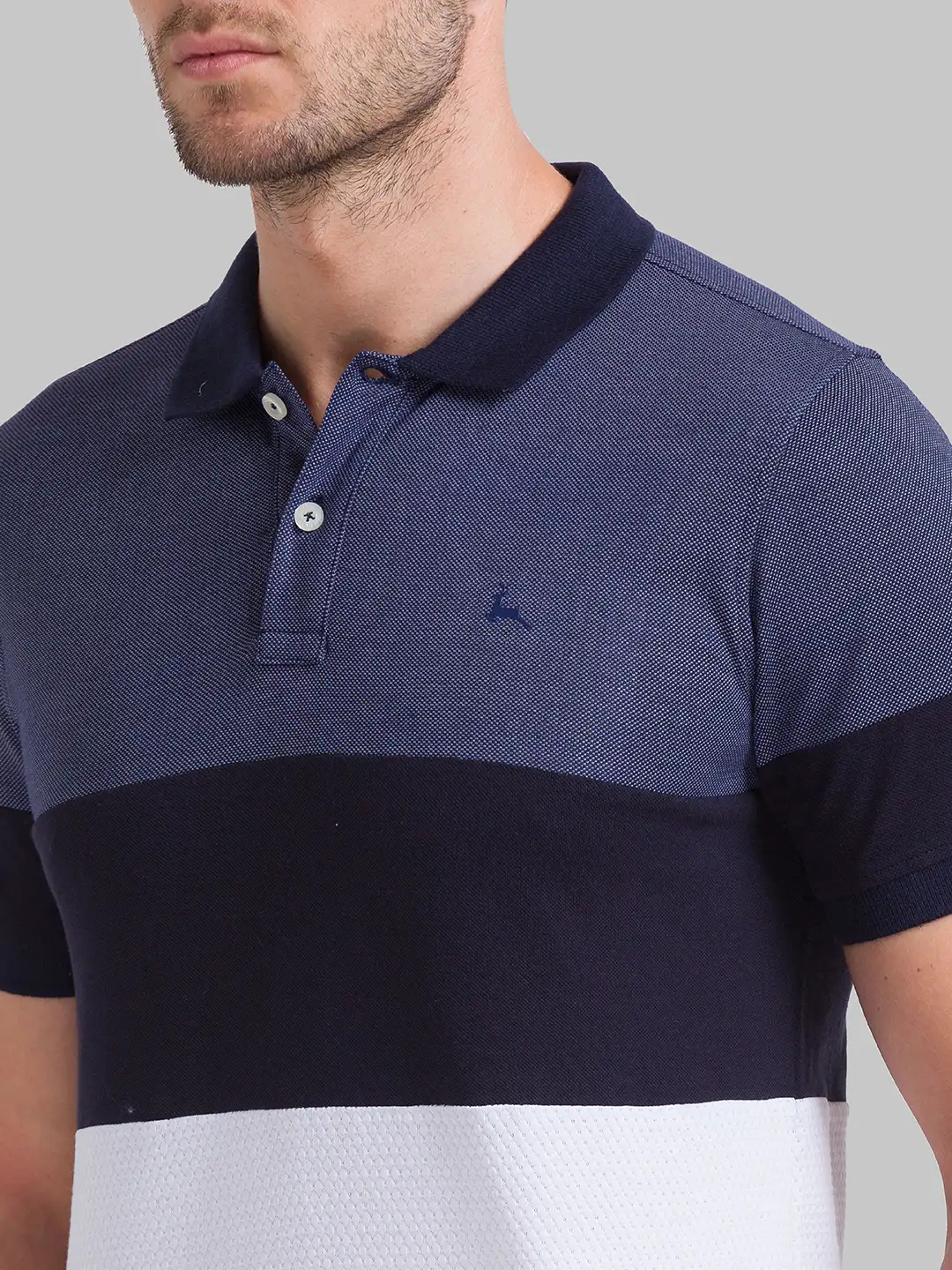 Parx Men Blue Regular Fit Cut & Sew Polo Neck Collar T-Shirt - Image 6