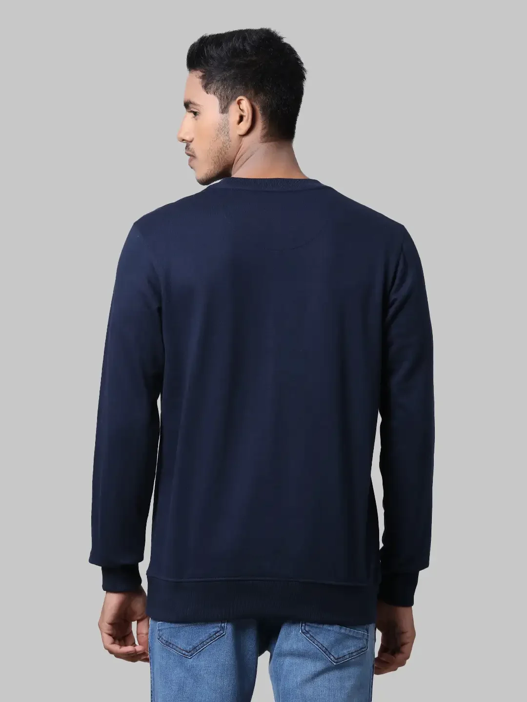 Men Blue Regular Fit Graphic Cotton Polyester Blend Sweatshirts - Image 4