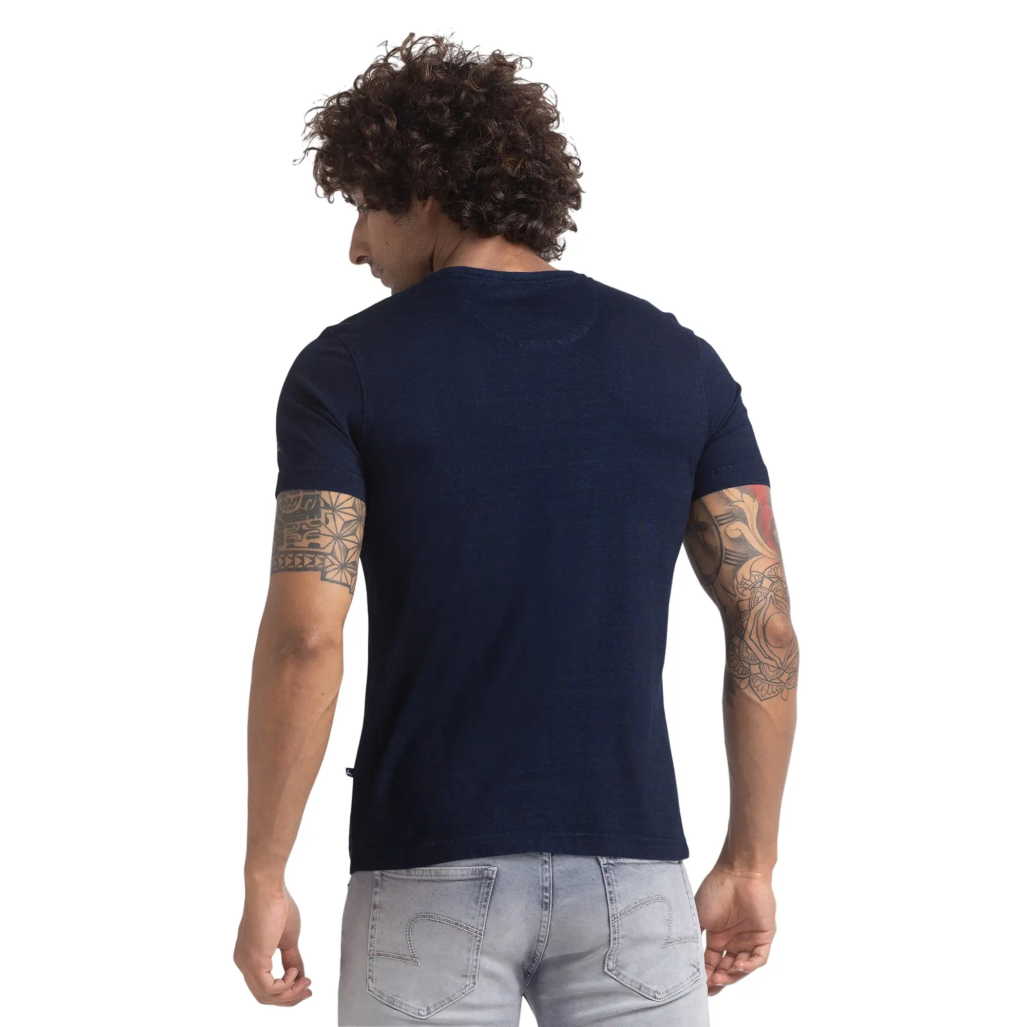 Parx Men Blue Regular Fit Graphic Cotton T-Shirt - Image 4
