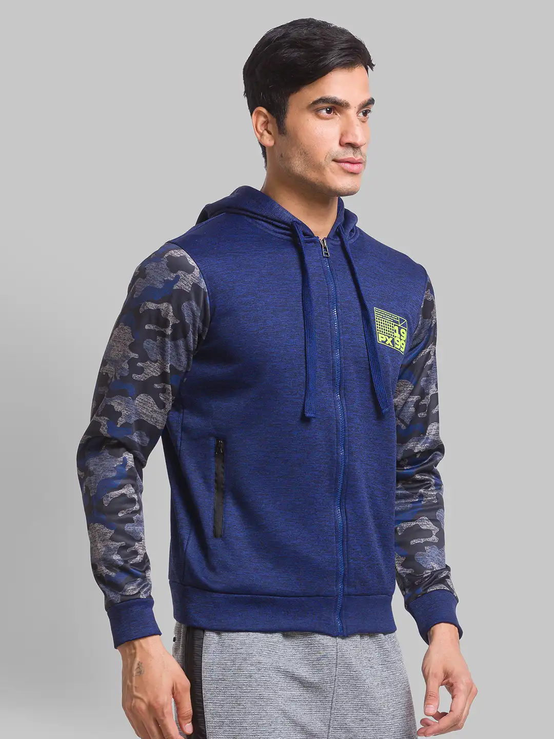 Men Blue Regular Fit Jacquard Cotton Polyester Blend Sweatshirts - Image 2