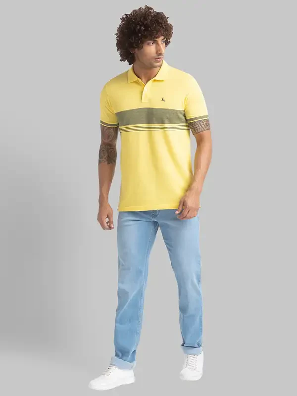 Men Blue Regular Fit Plain Cotton Blend Jeans - Image 5