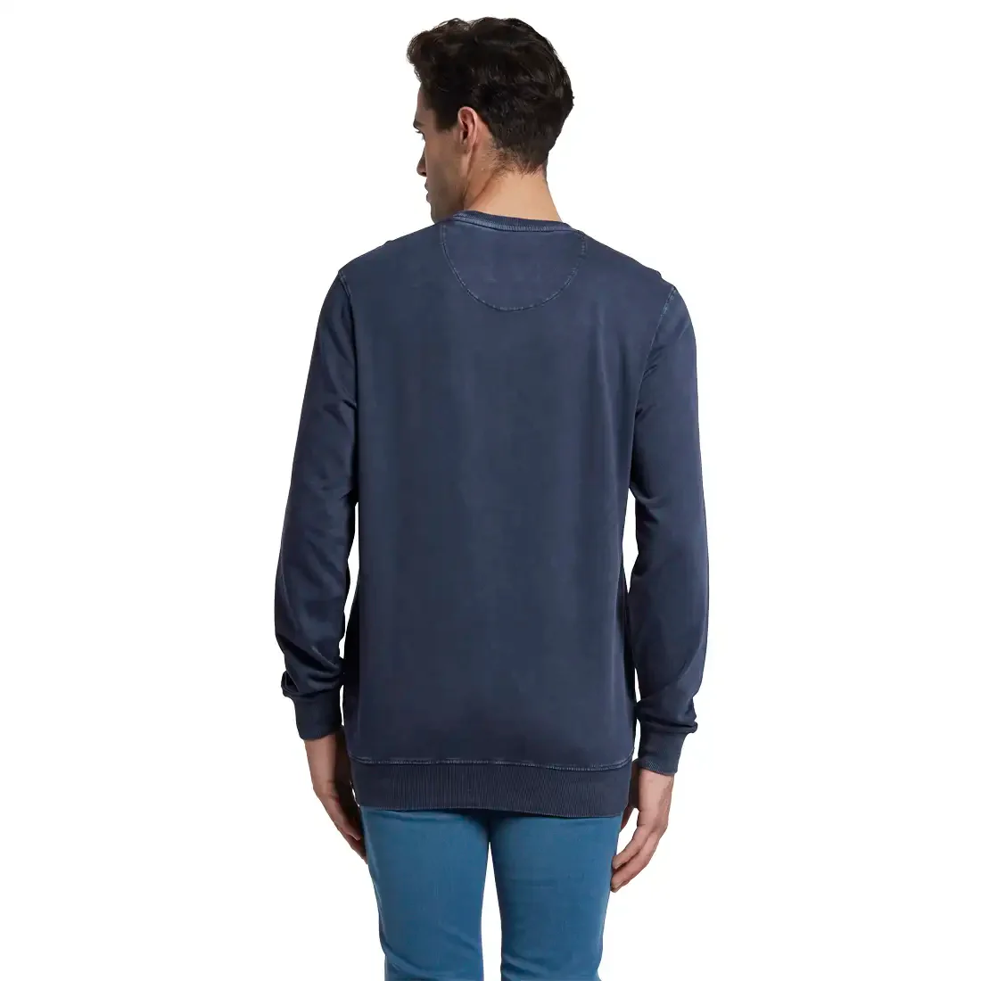 Men Blue Regular Fit Print Cotton Polyester Blend Round Collar Sweatshirts - Image 4