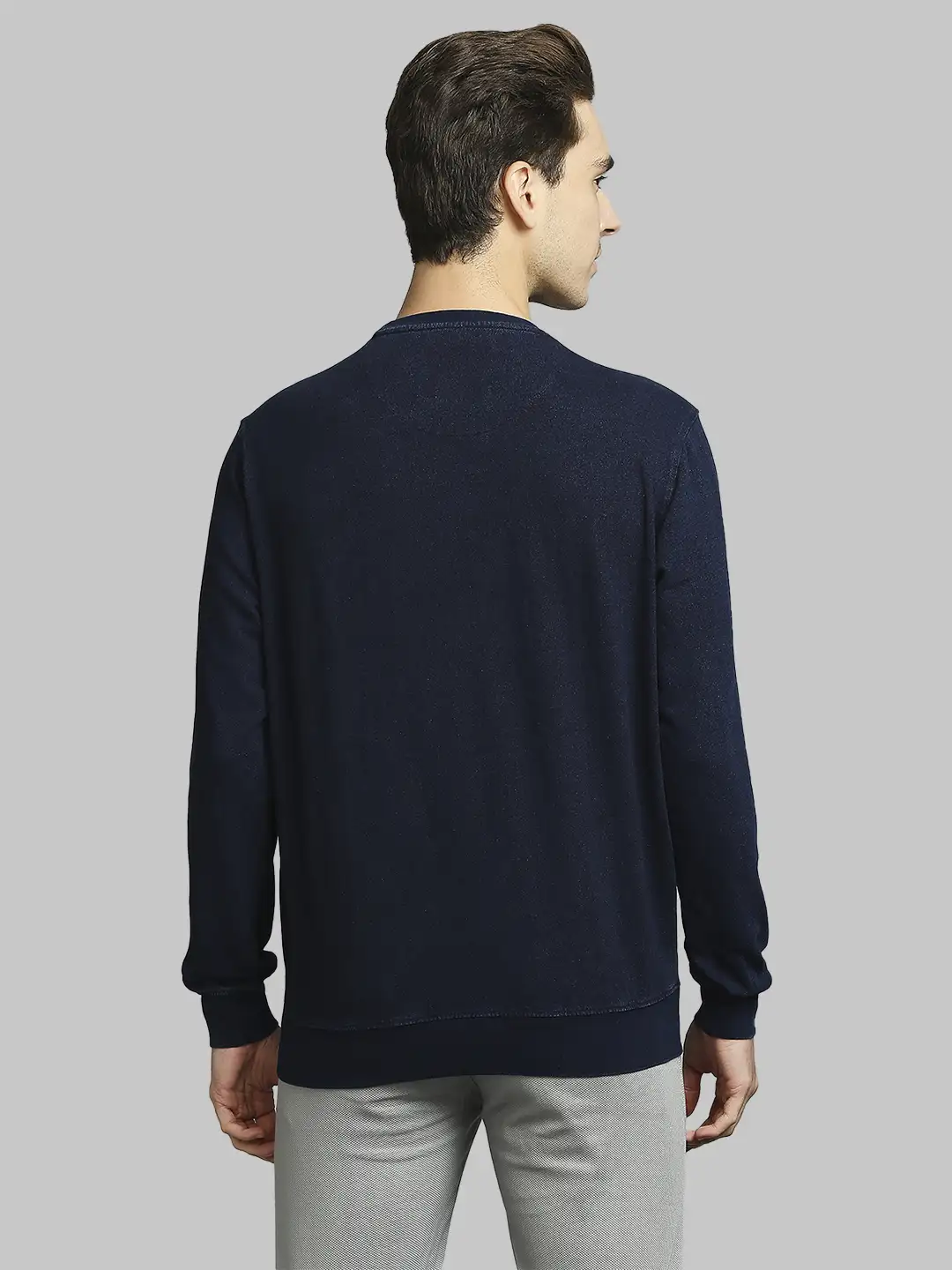 Men Blue Regular Fit Print Cotton Polyester Blend Round Collar Sweatshirts - Image 5
