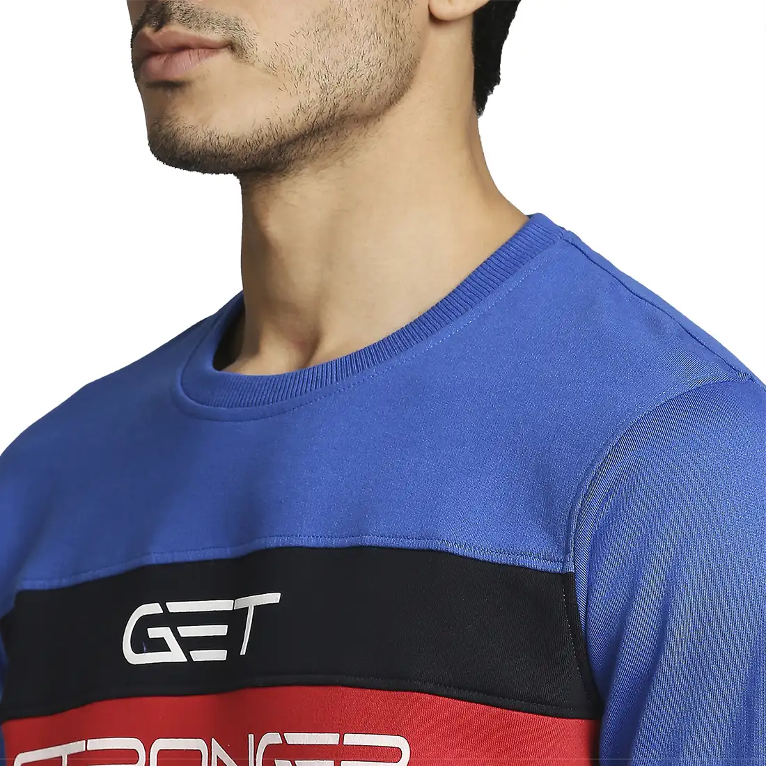 Men Blue Regular Fit Print Cotton Polyester Blend Sweatshirts - Image 6