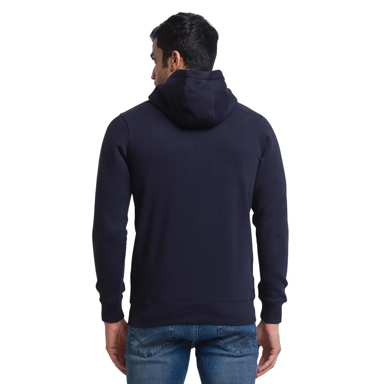 Men Blue Regular Fit Solid Cotton Polyester Blend Sweatshirts - Image 4