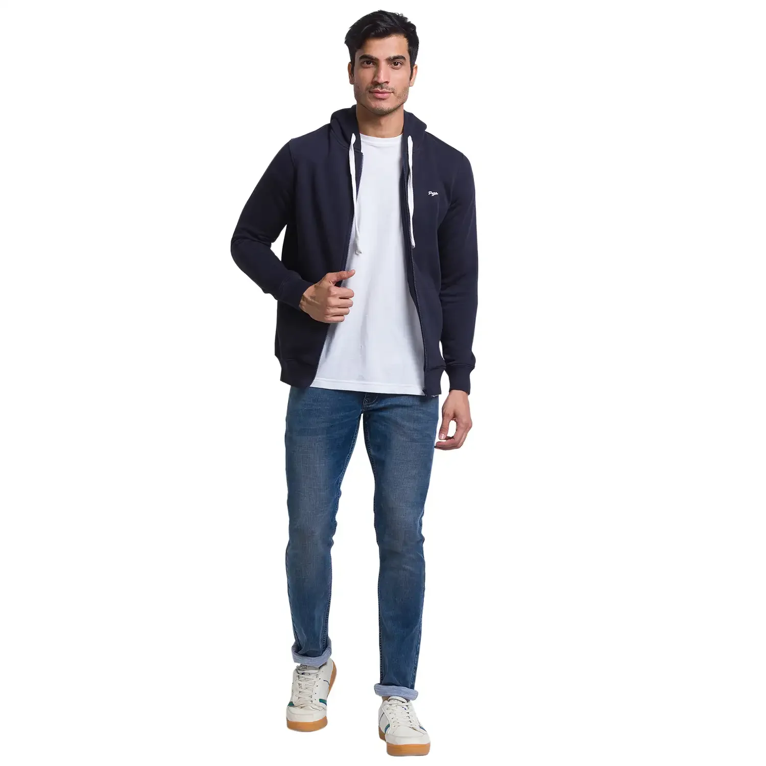 Men Blue Regular Fit Solid Cotton Polyester Blend Sweatshirts - Image 5