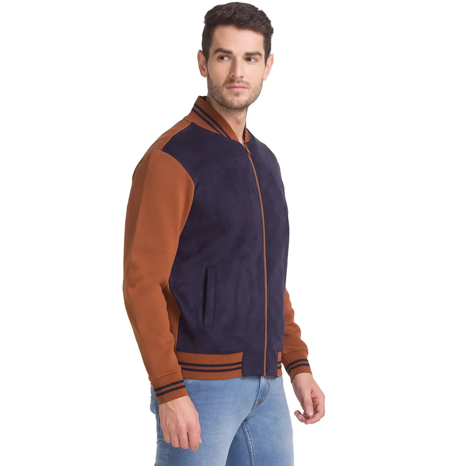 Men Blue Regular Fit Solid Cotton Polyester Blend Sweatshirts - Image 2