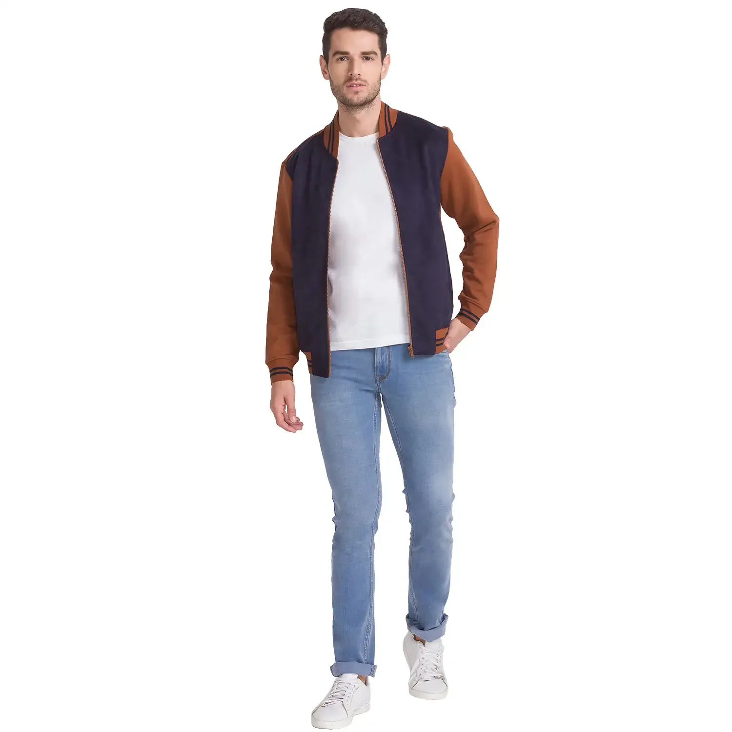 Men Blue Regular Fit Solid Cotton Polyester Blend Sweatshirts - Image 5