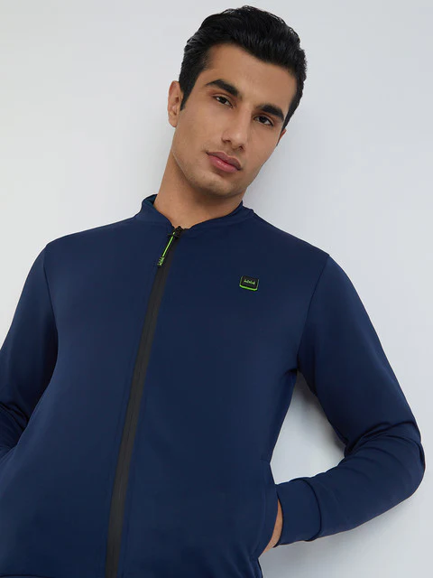 Men Blue Regular Fit Solid Cotton Polyester Blend Sweatshirts - Image 6