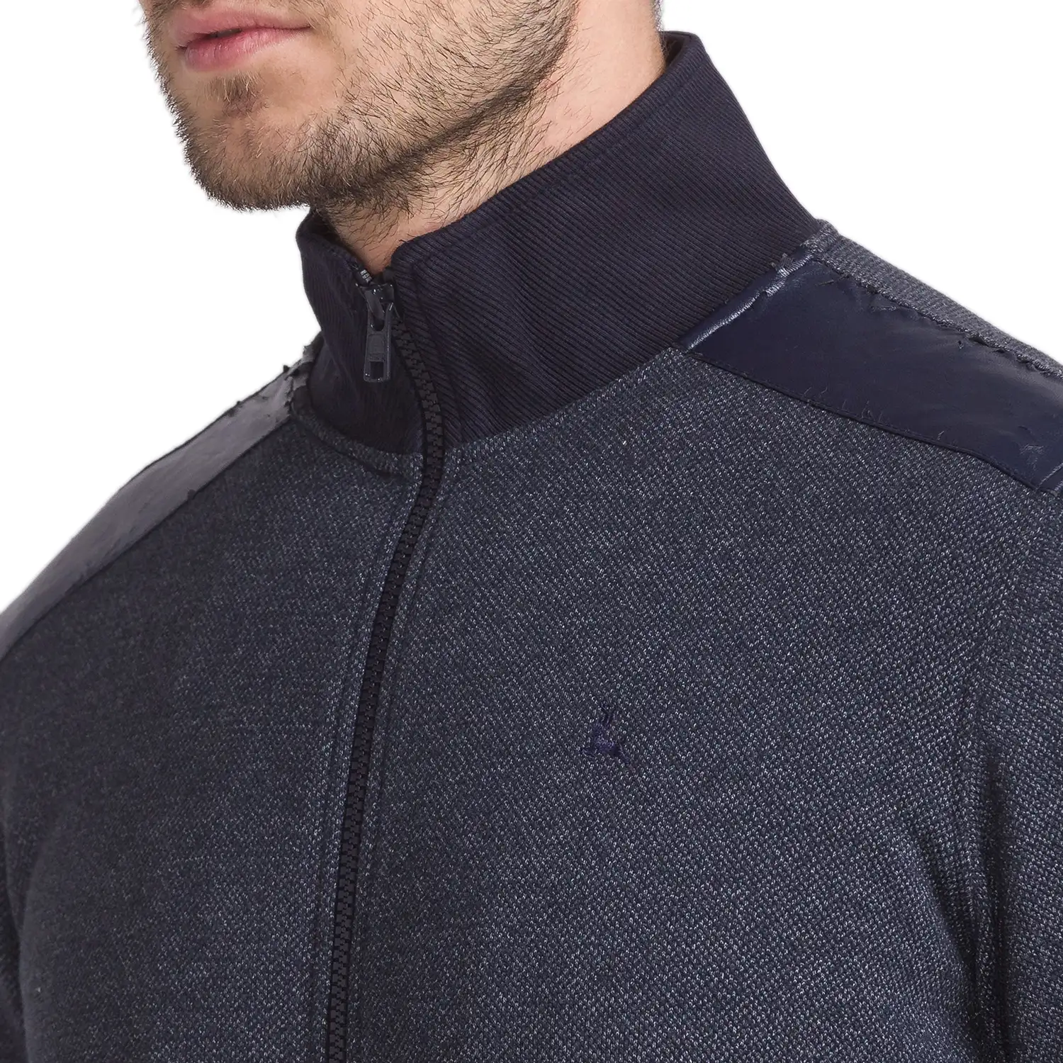 Men Blue Regular Fit Solid Cotton Polyester Blend Sweatshirts - Image 6