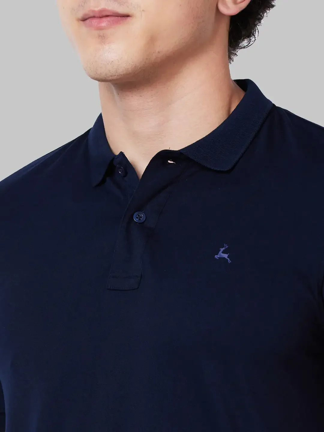 Parx Men Blue Regular Fit Solid Polo Neck Collar T-Shirt - Image 6