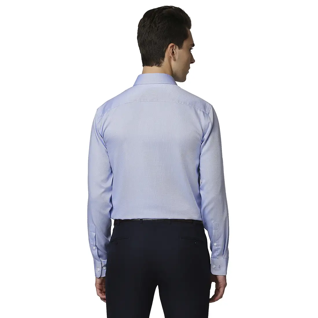 Men Blue Regular Fit Structure Cotton Full Sleeve Ainsley Collar Shirts - Image 4