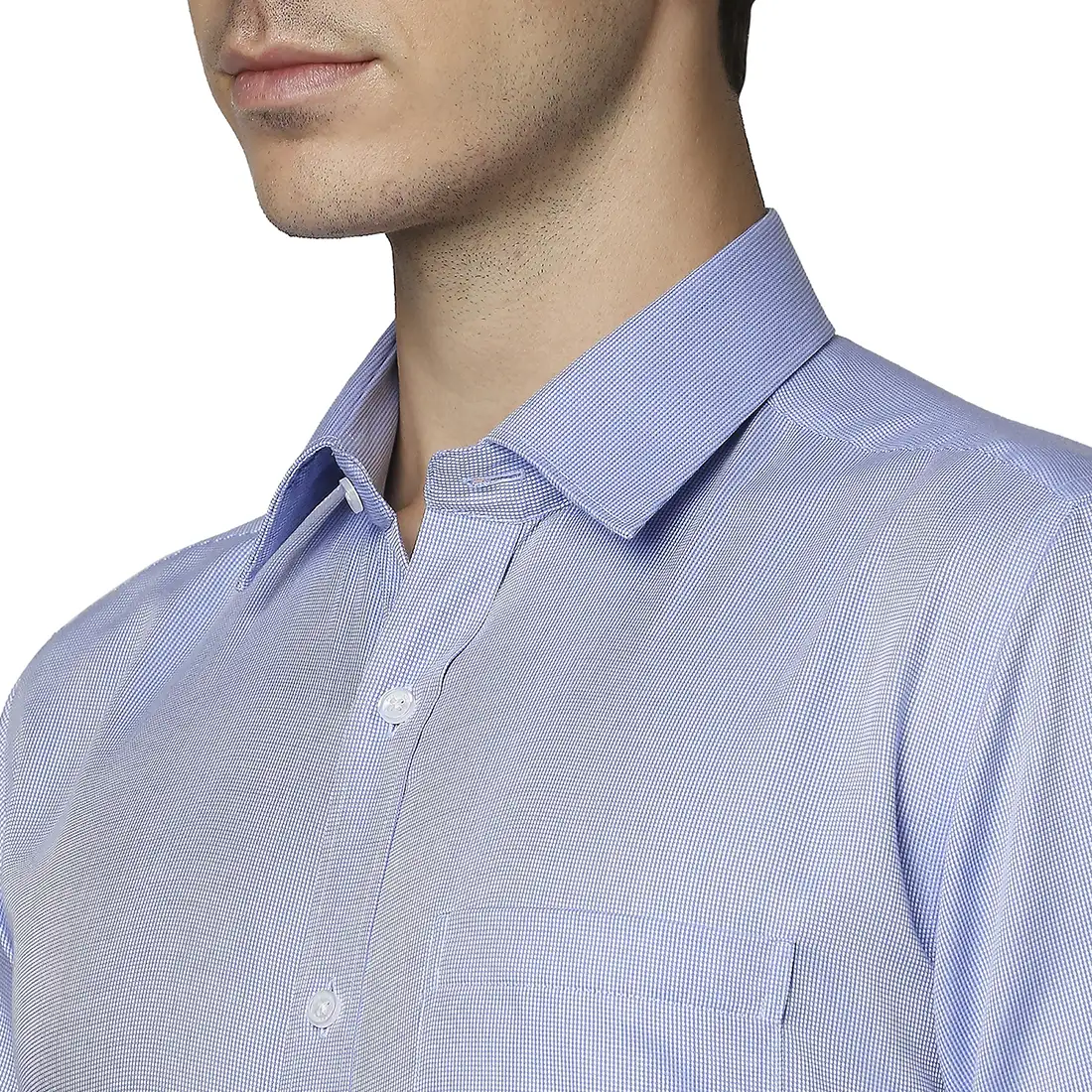 Men Blue Regular Fit Structure Cotton Full Sleeve Ainsley Collar Shirts - Image 6