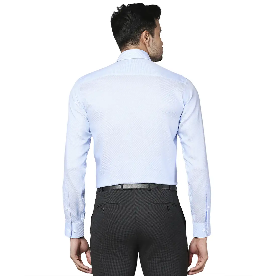 Men Blue Regular Fit Structure Cotton Full Sleeve Ainsley Collar Shirts - Image 4