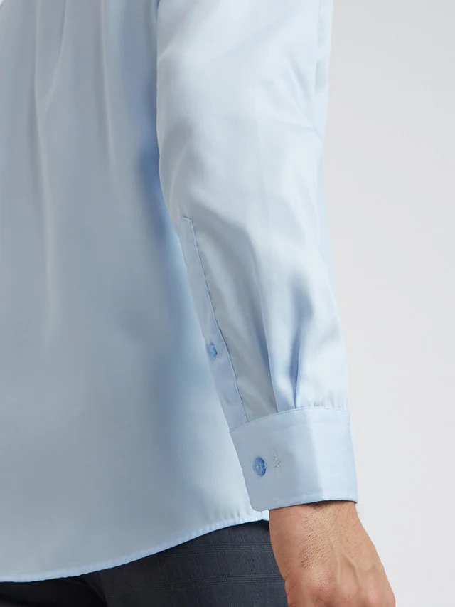 Men Blue Regular Fit Structure Cotton Full Sleeve Shirts - Image 7