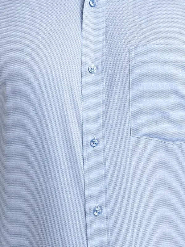 Men Blue Regular Fit Structure Cotton Full Sleeve Shirts - Image 7
