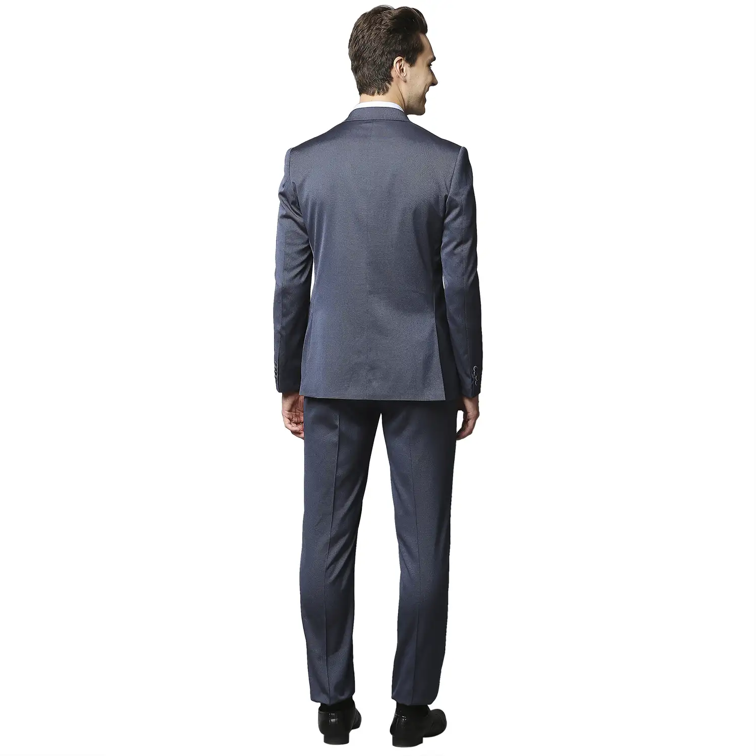 Men Blue Regular Fit Structure Terry Rayon Blend Suit - Image 4