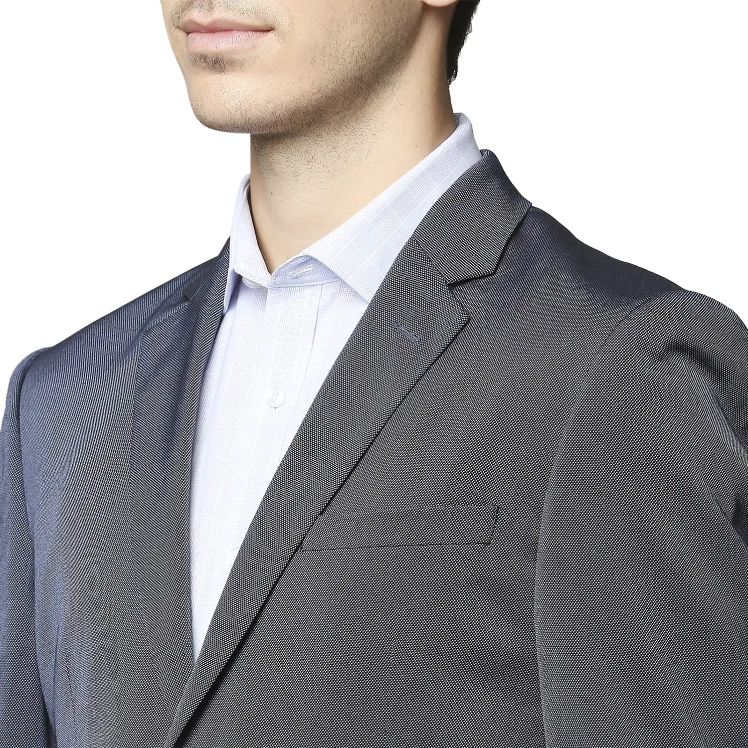 Men Blue Regular Fit Structure Terry Rayon Blend Suit - Image 6
