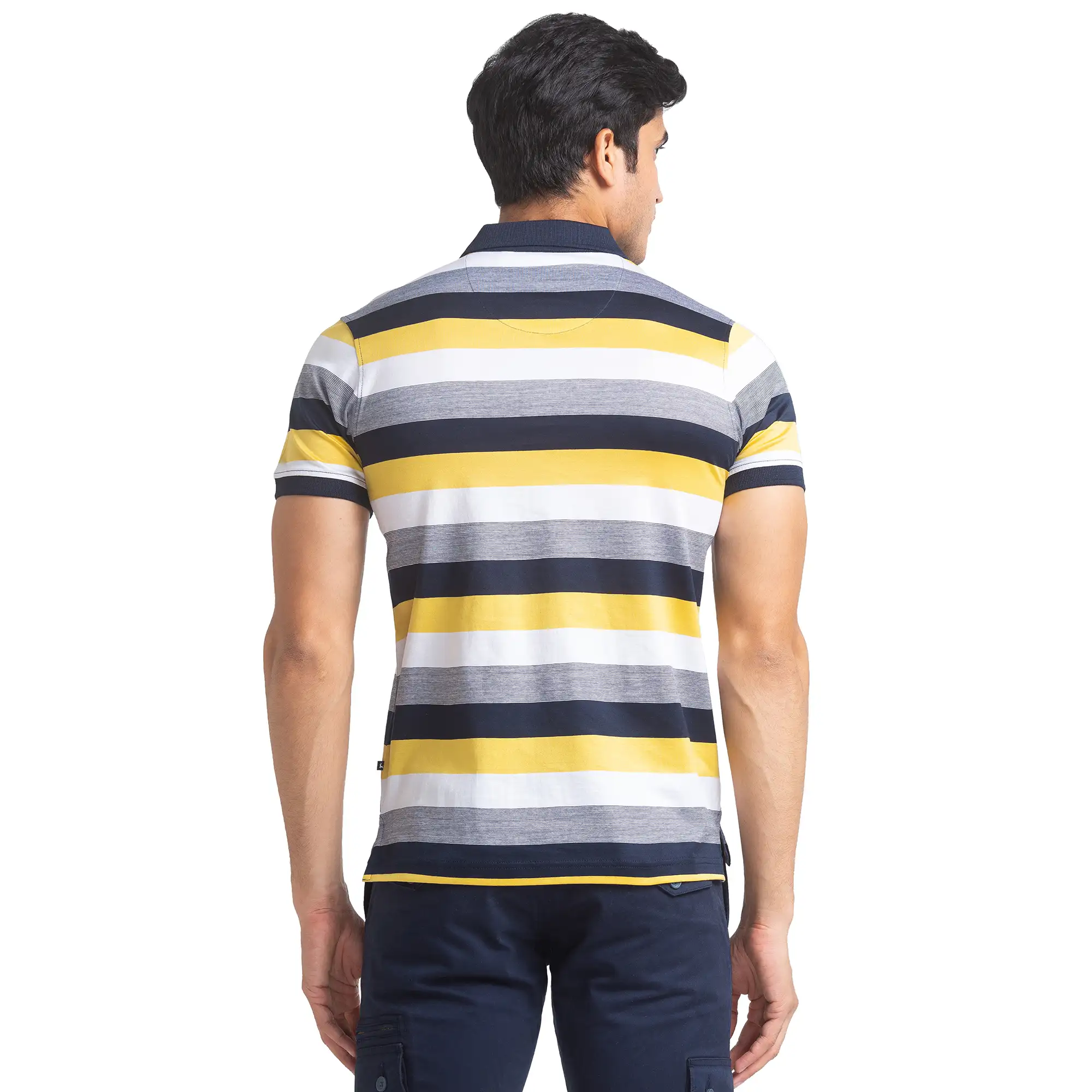 Parx Men Blue Regular Fit Yarn Dyed Polo Neck Collar T-Shirt - Image 4