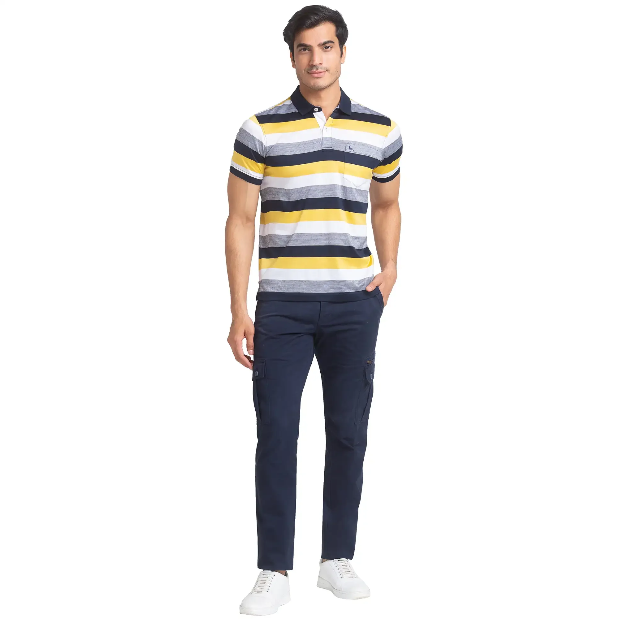 Parx Men Blue Regular Fit Yarn Dyed Polo Neck Collar T-Shirt - Image 5
