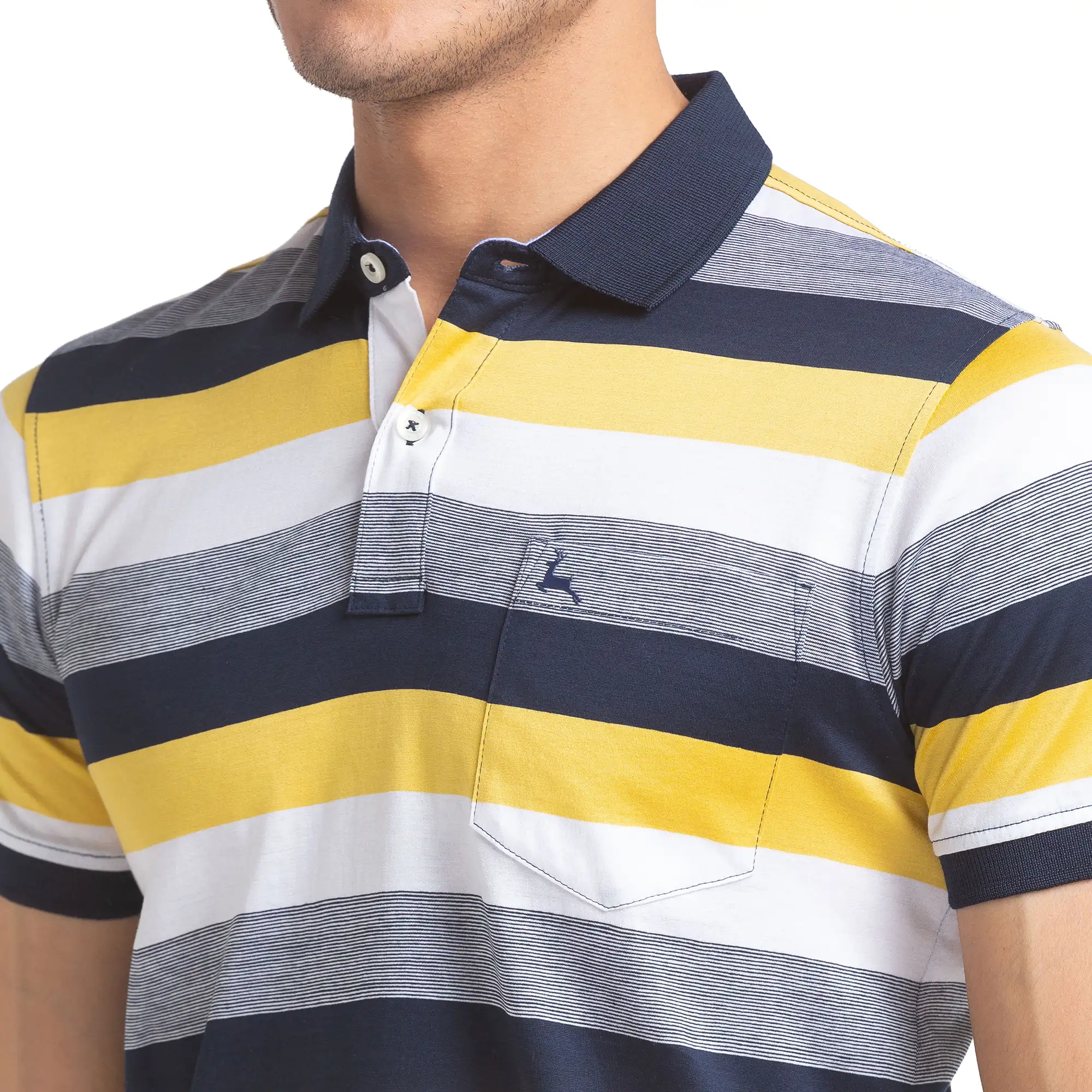 Parx Men Blue Regular Fit Yarn Dyed Polo Neck Collar T-Shirt - Image 6