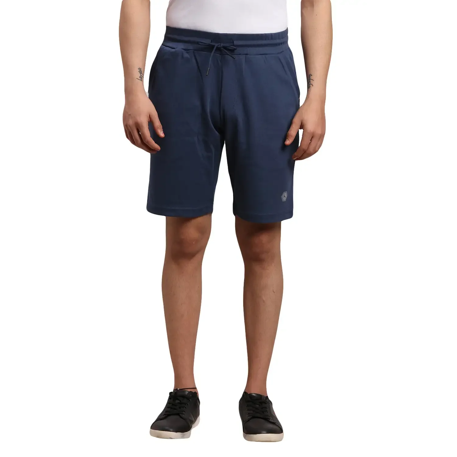 Men Blue Shorts Fit Solid Polyester Blend Shorts
