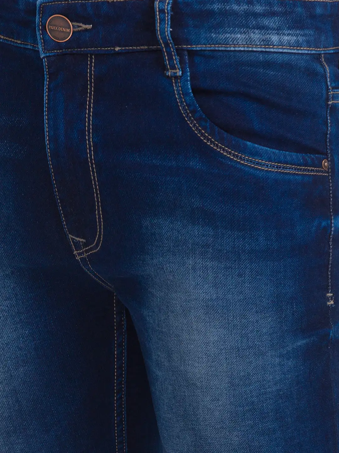 Men Blue Skinny Cropped Fit Dobby Cotton Blend Jeans - Image 6
