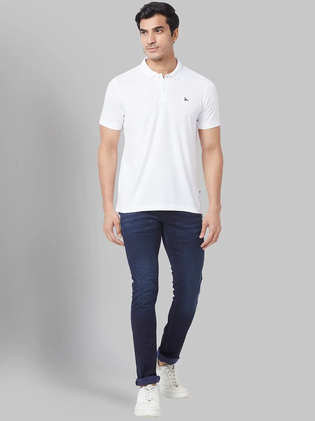 Men Blue Skinny Cropped Fit Dobby Cotton Blend Jeans - Image 5