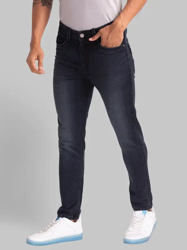 Men Blue Skinny Cropped Fit Dobby Cotton Blend Jeans - Image 3