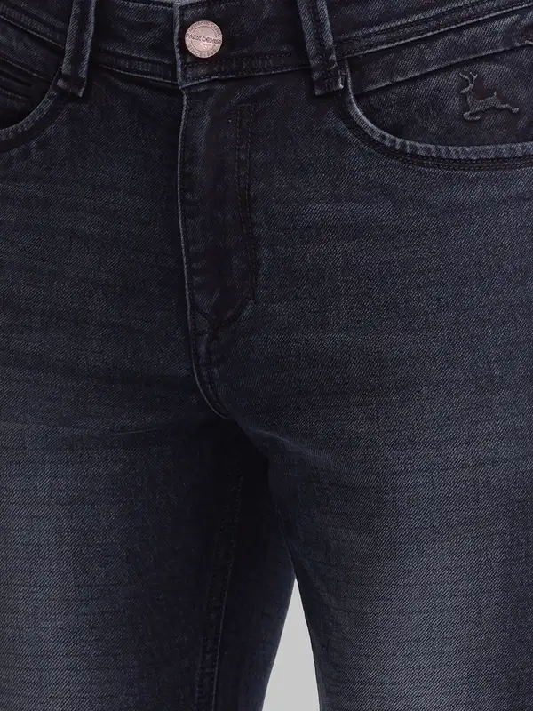 Men Blue Skinny Cropped Fit Dobby Cotton Blend Jeans - Image 6