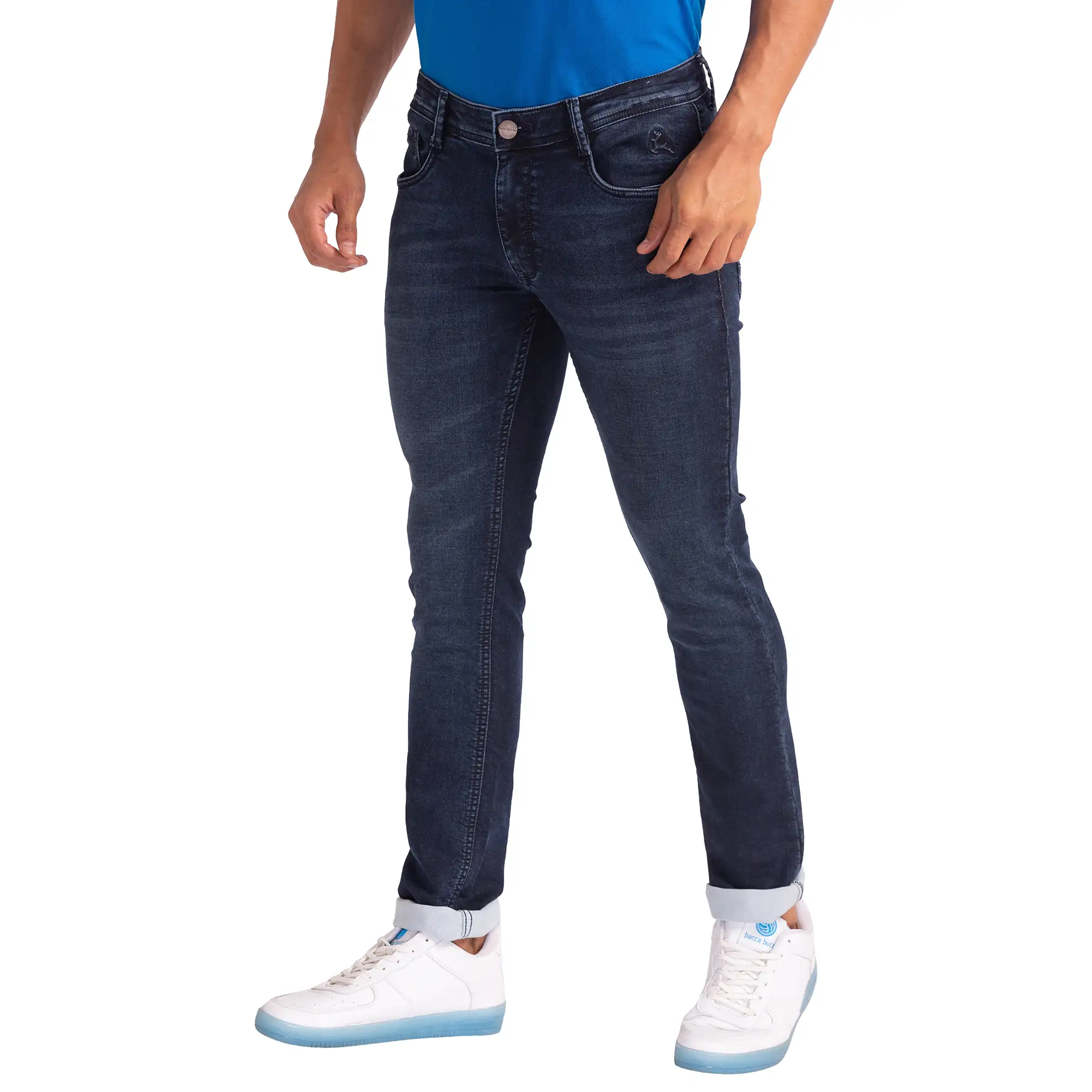 Parx Men Blue Skinny Fit Dobby Jeans - Image 3