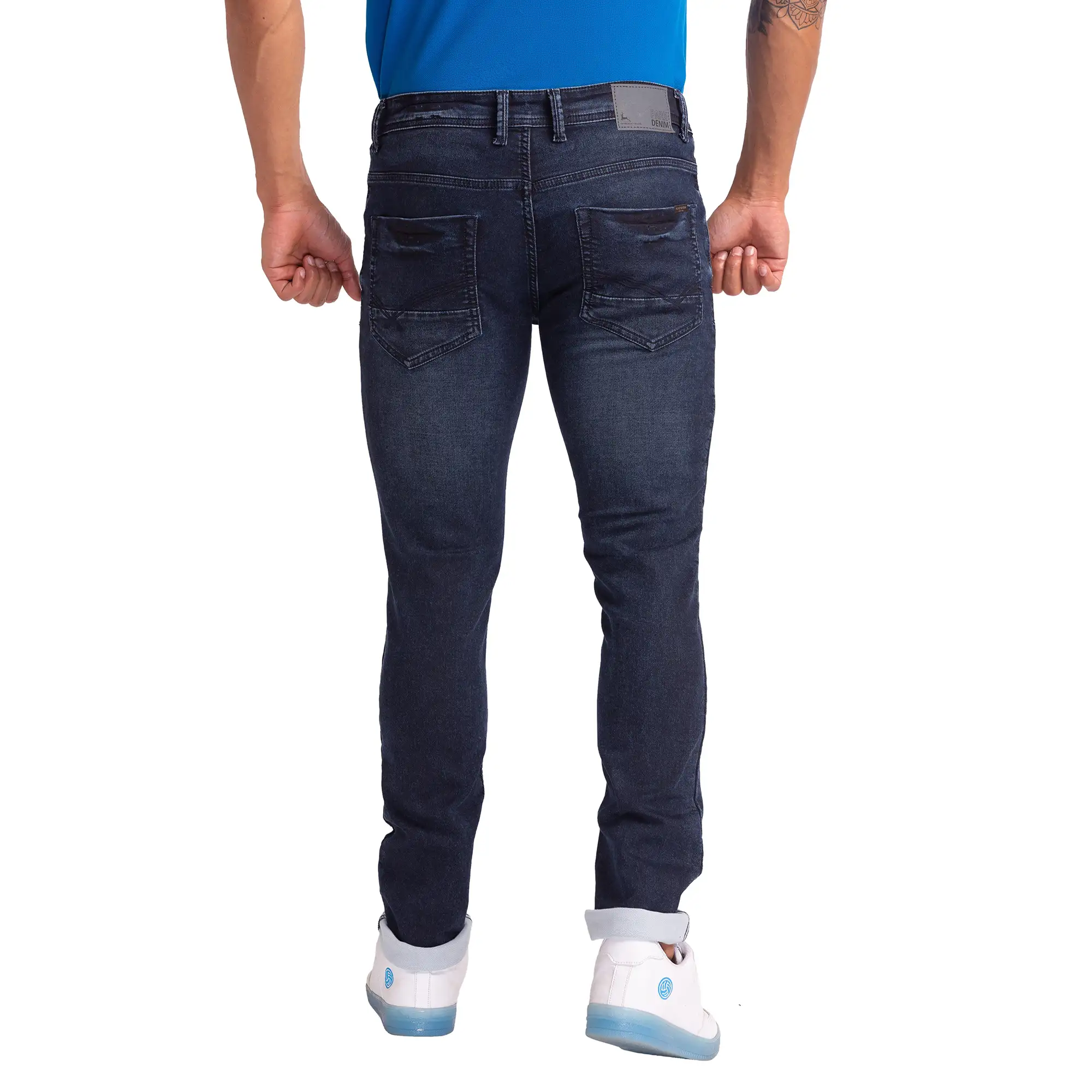 Parx Men Blue Skinny Fit Dobby Jeans - Image 4