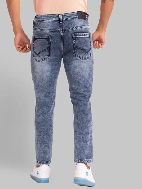 Parx Men Blue Skinny Fit Dobby Jeans - Image 4
