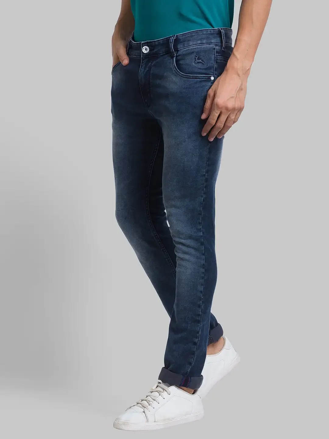 Parx Men Blue Skinny Fit Jacquard Jeans - Image 3