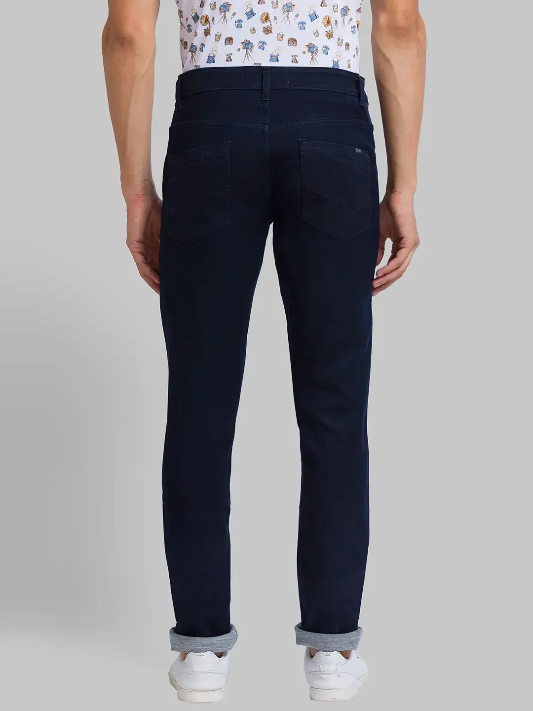 Men Blue Skinny Cropped Fit Jacquard Cotton Blend Jeans - Image 4