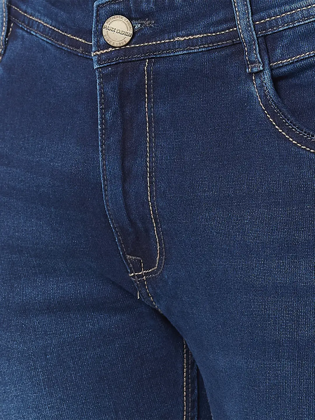 Men Blue Skinny Cropped Fit Jacquard Cotton Blend Jeans - Image 6