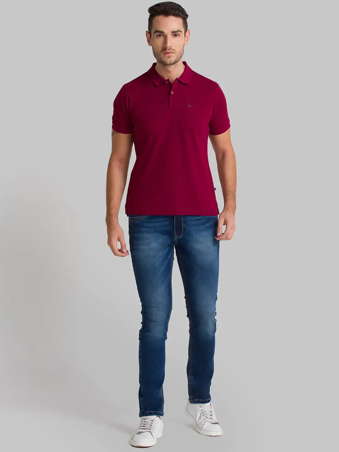 Men Blue Skinny Cropped Fit Knitted Cotton Blend Jeans - Image 5